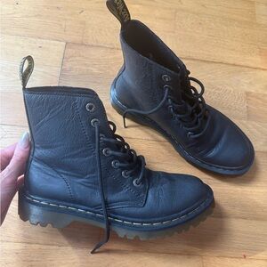 Black Leather Lace-Up Boots